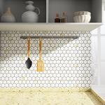Olivia Hexagon Matte White and Gold Porcelain Tile