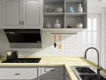 Olivia Hexagon Matte White and Gold Porcelain Tile