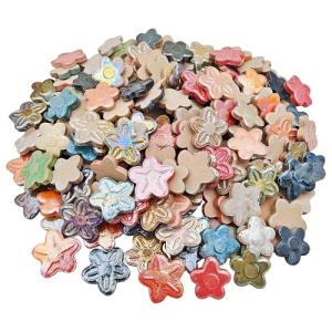 500g/1.1lb Flower Shape Ceramic Mosaic,Iridescent Irregular Mosaic Pieces for Home Decoration or DIY Crafts,Mosaic Making Supplies. (Mixed Color)