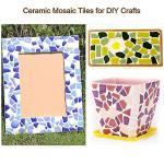 200g Ceramic Mosaic Tiles for Crafts,Irregular Stained Ceramic 0.2"x0.8" Porcelain Mosaic Tiles for Home Decoration (Blue Mixed)
