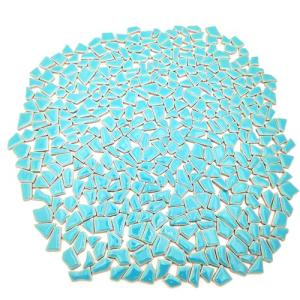 1.1LB Irregular Ceramics Mosaic Tiles, Mosaic Pieces Stones for DIY Mosaic Making Craft Hobby Arts Home Wall Decoration (Sky Blue)