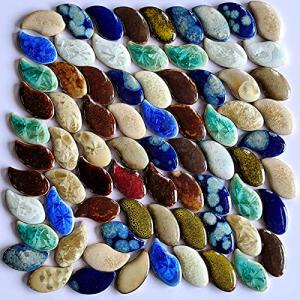 200g Ceramics Mosaic Tiles for Crafts Bulk Random Color Left and Right Raindrops Mosaic Ceramics Pieces for DIY Crafts Home Decoration(20x38mm)
