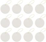 Creative Hobbies Ready to Paint DIY Round Circle Glazed Porcelain Ceramic Ornaments with Hanger for Christmas Tree and Holiday Decoration | Pack of 12