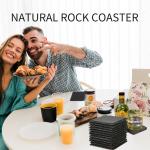 36pcs Black Slate Coasters Bulk Set 18 Round & 18 Square 4Inch Stone Coasters for Laser Engraving, DIY, Home, Bar, Wedding & Party Decor