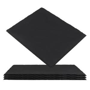 MOUYAT 4 Pack 12x10 Inch Black Slate Plates, Rectangle Slate Cheese Board with Natural Edge, Natural Stone Plates Cutting Board Charcuterie Boards for Cheese, Sushi, Meat, Appetizers
