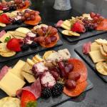 MOUYAT 4 Pack 12x10 Inch Black Slate Plates, Rectangle Slate Cheese Board with Natural Edge, Natural Stone Plates Cutting Board Charcuterie Boards for Cheese, Sushi, Meat, Appetizers