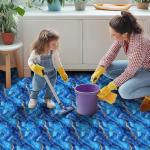 HOMETITUTE 10PCS 12x12 Inch Royal Blue Gold Marble Swirl Pattern Floor Tiles Peel and Stick Removable Self Adhesive DIY Vinyl Flooring Stickers for Kitchen Bathroom Living Room Entryway Home Decor