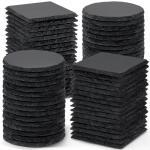 72 PCS Black Slate Stone Coasters, MAPRIAL 4 Inch 36 PCS Square and 36P Round Coasters Bulk for Laser Engraving Material Blank Handmade Drinks Costers for Engraver, Etching, Gifts, DIY