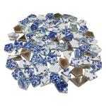 1.1lb Irregular Ceramic Porcelain Tiles for Crafts, Broken Blue and White China Plate Mosaic Tiles (Mixed Color)