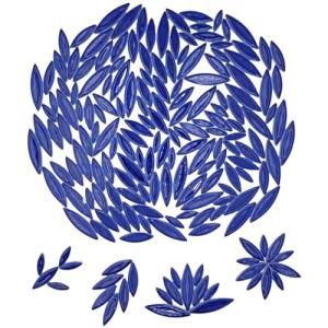 Leaf Petal Ceramic Mosaic Tiles for Crafts, 500g/1.1LB Irregular Mosaic Pieces, Petal Mosaic Tiles DIY Mosaic Making Stones for Craft Hobby Arts Wall Decoration (Royal Blue)
