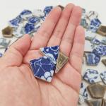 1.1lb Irregular Ceramic Porcelain Tiles for Crafts, Broken Blue and White China Plate Mosaic Tiles (Mixed Color)