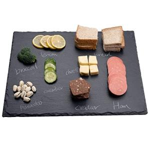 WLWNWFT 16x12in Large Slate Cheese Board for Meat, Cheese, Appetizers - Slate Platter with 2 Chalks - Perfect for Housewarming, Christmas, Mother's Day