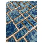 Tenedos TGLFD-RDM-PL Seawater Bluish Green Random Sized Porcelain Glazed Pool Mosaic Floor and Wall Tile for Backsplash, Kitchen, Bathroom, Swimming Pool (1 Sheet)