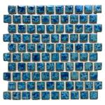 Tenedos Seawater Brick 1 Inches Blue Green Gold Porcelain Mosaic Tile, 1 Sheet, for Kitchen Backsplash, Bathroom Walls, Shower, Pool, and Accent Wall Applications