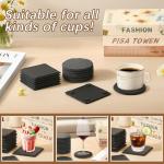 72pcs Slate Coasters, Black 4 Inch Bulk Blank Rock Coasters Blank Laser Engraving, Hand Painted DIY, Scratch Resistant Bottom (36*Square+36*Round)