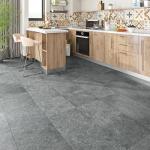 FunStick 30 Pcs Peel and Stick Floor Tile Waterproof Slate Grey Granite Vinyl Flooring Peel and Stick Tile Floor for Bathroom Sticky Tiles for Floor Kitchen Basement Grey Laminate Flooring 12x12 Inch