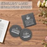 72pcs Slate Coasters, Black 4 Inch Bulk Blank Rock Coasters Blank Laser Engraving, Hand Painted DIY, Scratch Resistant Bottom (36*Square+36*Round)