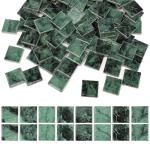 Quancru 121 Pcs Bulk Mosaic Tiles Glazed Ceramic Mosaic Tiles 1 inch Forest Green Small Square Tiles Crafts DIY Decoration Wall Floor Tile Vases Garden
