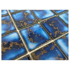 Tenedos Premium Quality 3x3 Calacatta Blue Square Pattern Porcelain Mosaic Tile on Mesh on Sheet for Kitchen Backsplash, Pool Tile, Bathroom Wall, Accent Wall (20 Sheets)