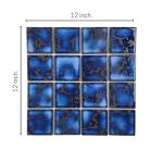 Tenedos Premium Quality 3x3 Calacatta Blue Square Pattern Porcelain Mosaic Tile on Mesh on Sheet for Kitchen Backsplash, Pool Tile, Bathroom Wall, Accent Wall (20 Sheets)