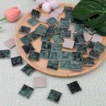 Quancru 121 Pcs Bulk Mosaic Tiles Glazed Ceramic Mosaic Tiles 1 inch Forest Green Small Square Tiles Crafts DIY Decoration Wall Floor Tile Vases Garden
