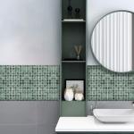 Quancru 121 Pcs Bulk Mosaic Tiles Glazed Ceramic Mosaic Tiles 1 inch Forest Green Small Square Tiles Crafts DIY Decoration Wall Floor Tile Vases Garden