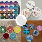 GNIEMCKIN 50 Pieces 3.54 Inch Round Blank Ceramic Coasters, Unglazed Ceramic Tiles Coasters with Cork Backing Pads for Painting, DIY Crafts, Circular, White.