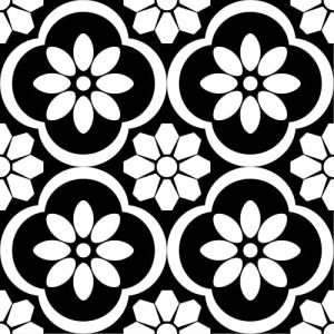 Black Flower Peel and Stick Vinyl Floor Tiles