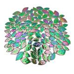 Leaf-Shaped Iridescent Green Ceramic Mosaic Tiles
