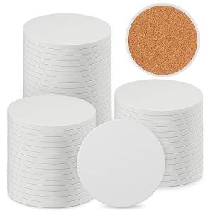 50 Round Unglazed Ceramic Coasters for DIY
