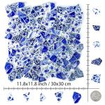 Blue and White Mosaic Ceramic Tile Shards