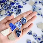 Blue and White Mosaic Ceramic Tile Shards