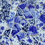 Blue and White Mosaic Ceramic Tile Shards