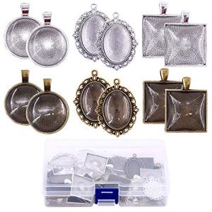 72-Piece Pendant Tray Set for DIY Jewelry