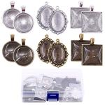 72-Piece Pendant Tray Set for DIY Jewelry