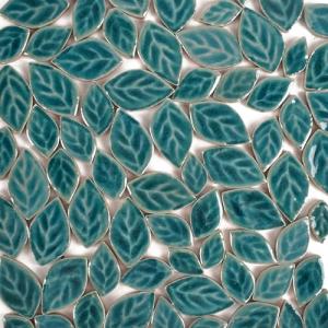 Leaf Shape Green Ceramic Mosaic Tiles for Crafts