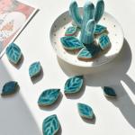 Leaf Shape Green Ceramic Mosaic Tiles for Crafts