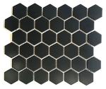 Black Hexagon 2" Matte Porcelain Mosaic Tiles