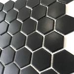 Black Hexagon 2" Matte Porcelain Mosaic Tiles
