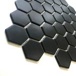 Black Hexagon 2" Matte Porcelain Mosaic Tiles