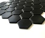 Black Hexagon 2" Matte Porcelain Mosaic Tiles