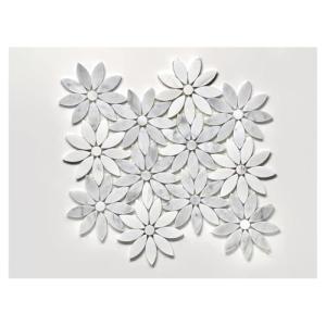 Daisy Flower 10"x12" Polished Marble Mosaic Tile