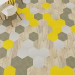 Colorful Hexagon Luxury Vinyl Shower Floor Tiles