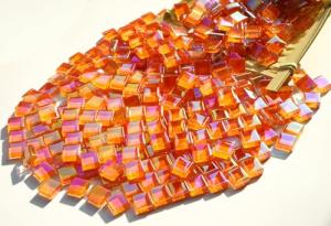 Bright Orange Iridescent Mosaic Tiles for DIY Projects