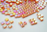 Bright Orange Iridescent Mosaic Tiles for DIY Projects