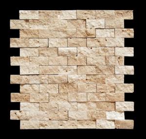 Light 1x2 Travertine Mosaic Shower Floor Tile