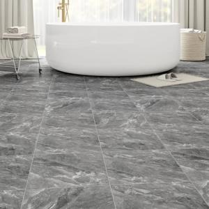 20-Pack Self-Adhesive Dark Grey Marble Floor Tiles