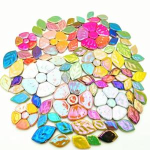 Iridescent Flower & Leaf Mosaic Tiles - 500g