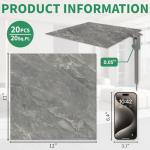 20-Pack Self-Adhesive Dark Grey Marble Floor Tiles