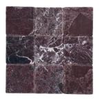 Tenedos Burgundy Marble 4x4 Inch Tumbled Tile